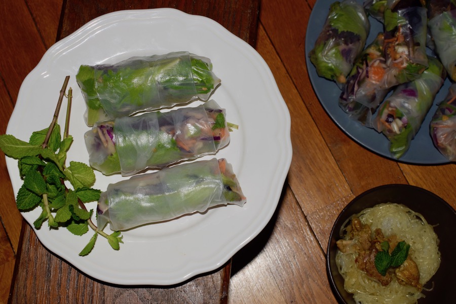 Rouleaux de printemps au poulet&nbsp;satay