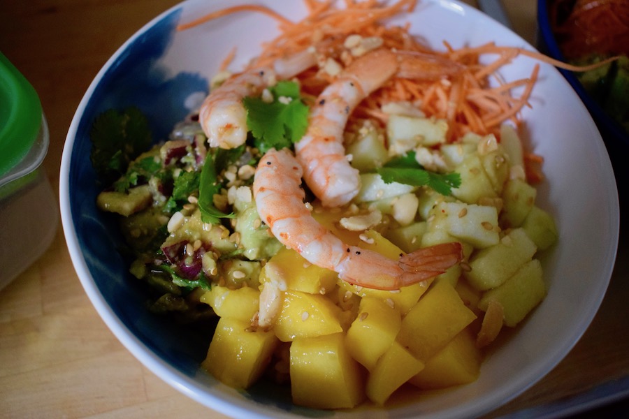 poke bowl crevettes pommes vertes