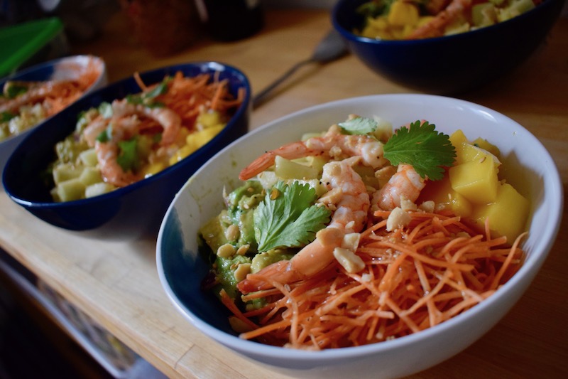 poke bowl crevettes pommes vertes
