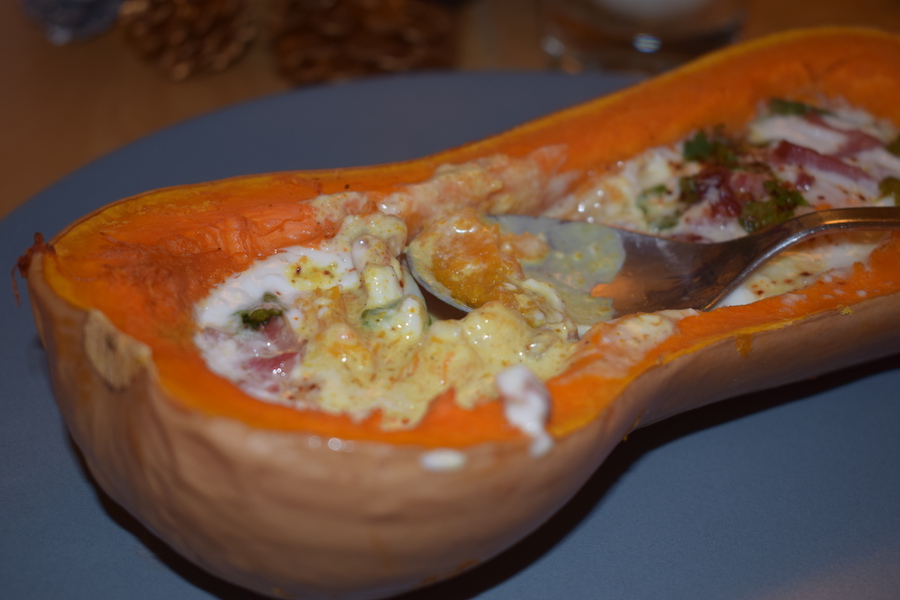 Butternut rôti aux crevettes et à la crème de&nbsp;coco