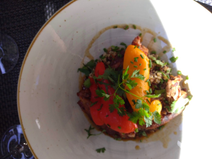 Restaurant Casse-Cailloux : L'épaule d'agneau grillée à l'harissa maison, quinoa, poivron & raisin.
