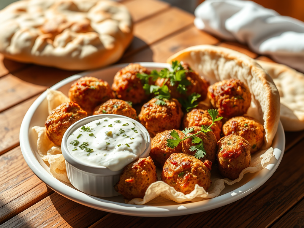 Keftedes de boeuf sauce tzatziki